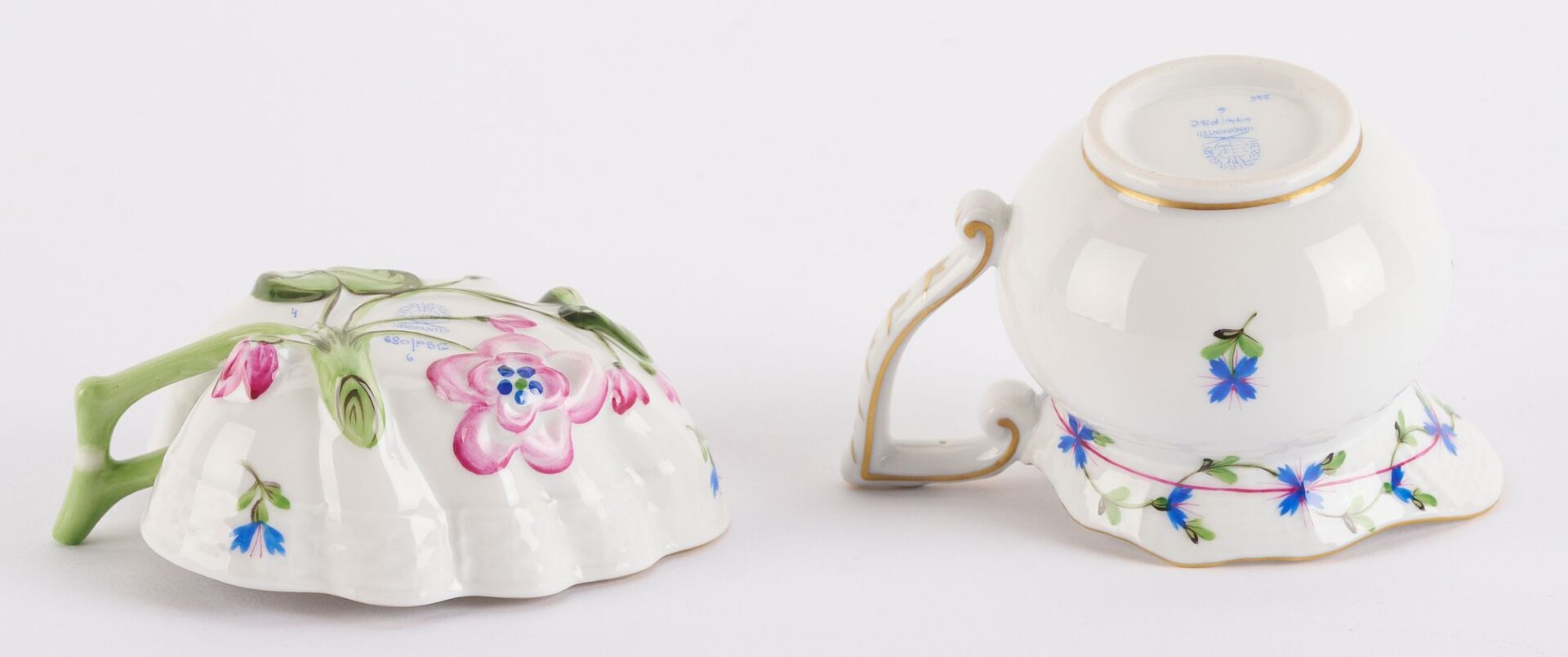 Lot 888: Herend Blue Garland Pattern Porcelain Tea Service, 8 pcs