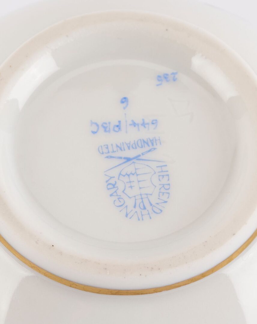 Lot 888: Herend Blue Garland Pattern Porcelain Tea Service, 8 pcs