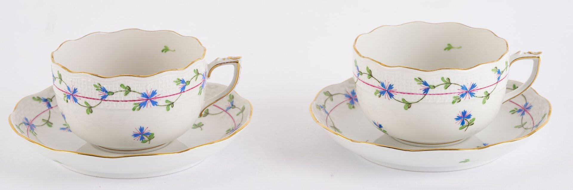 Lot 888: Herend Blue Garland Pattern Porcelain Tea Service, 8 pcs