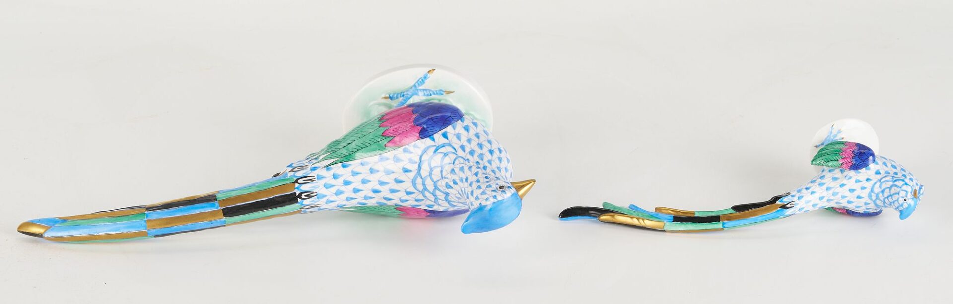 Lot 889: 2 Herend Blue Fishnet Porcelain Pheasants