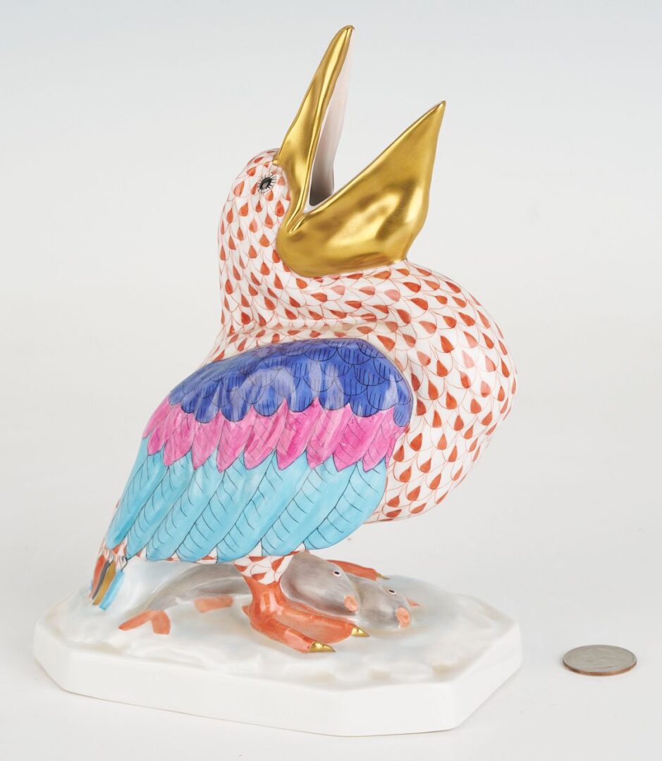 Lot 891: Large Herend Fishnet Porcelain Pelican