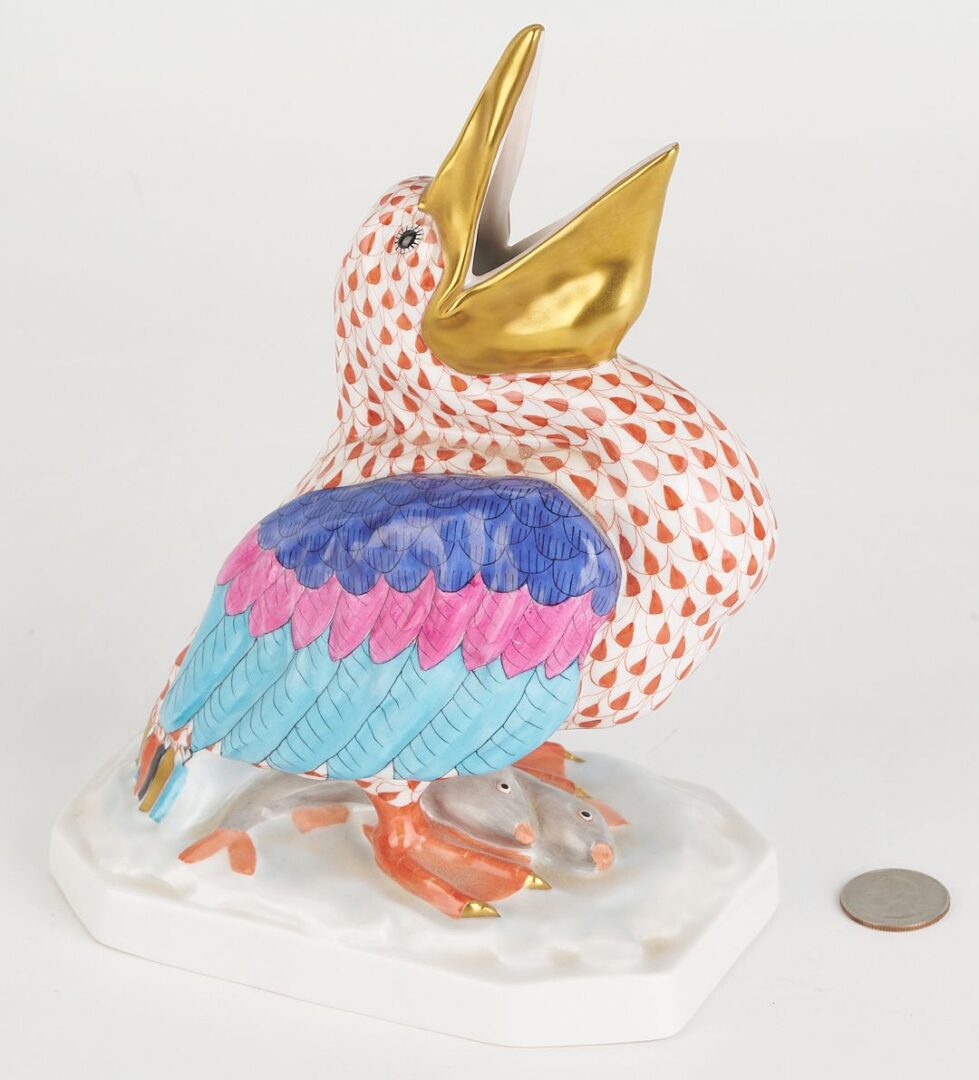 Lot 891: Large Herend Fishnet Porcelain Pelican