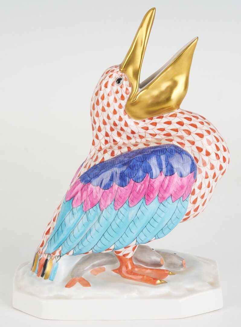 Lot 891: Large Herend Fishnet Porcelain Pelican