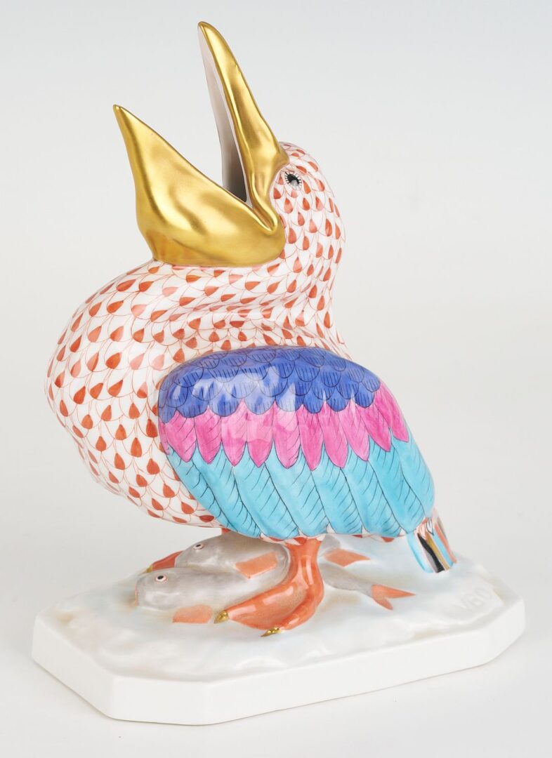 Lot 891: Large Herend Fishnet Porcelain Pelican