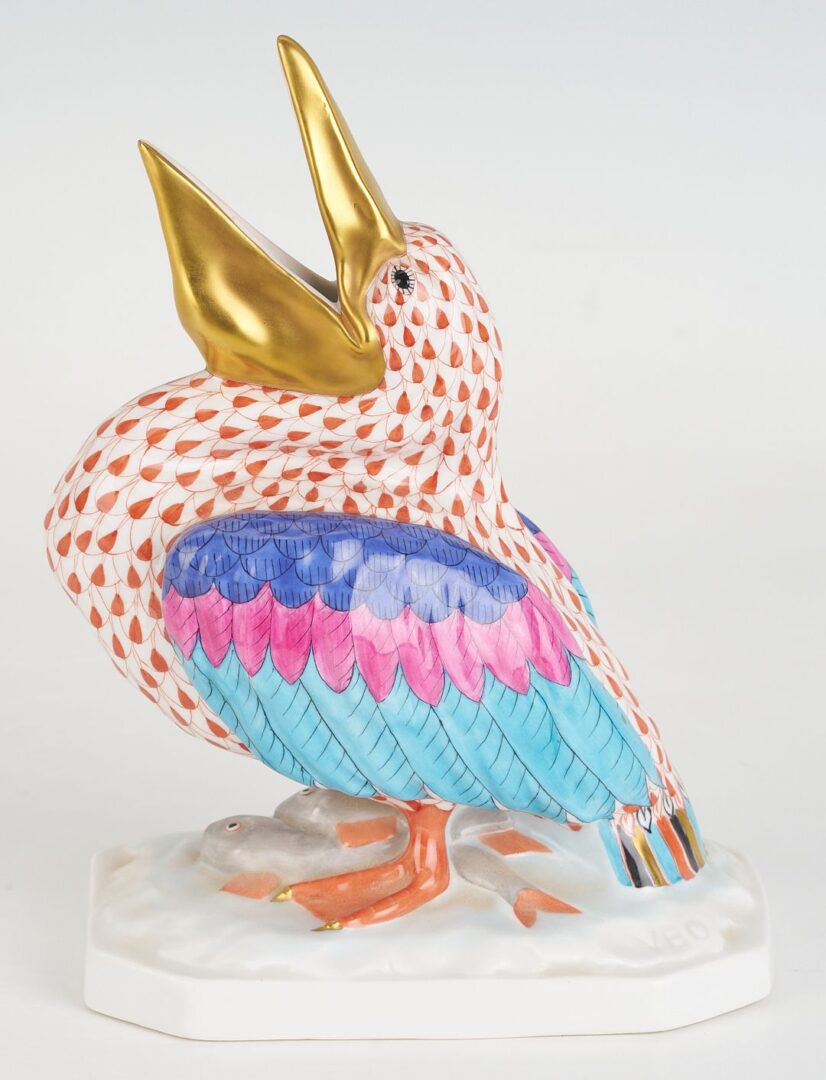 Lot 891: Large Herend Fishnet Porcelain Pelican