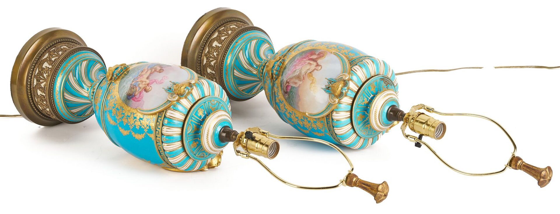 Lot 892: Pair Sevres or Sevres Style Porcelain Vase Lamps