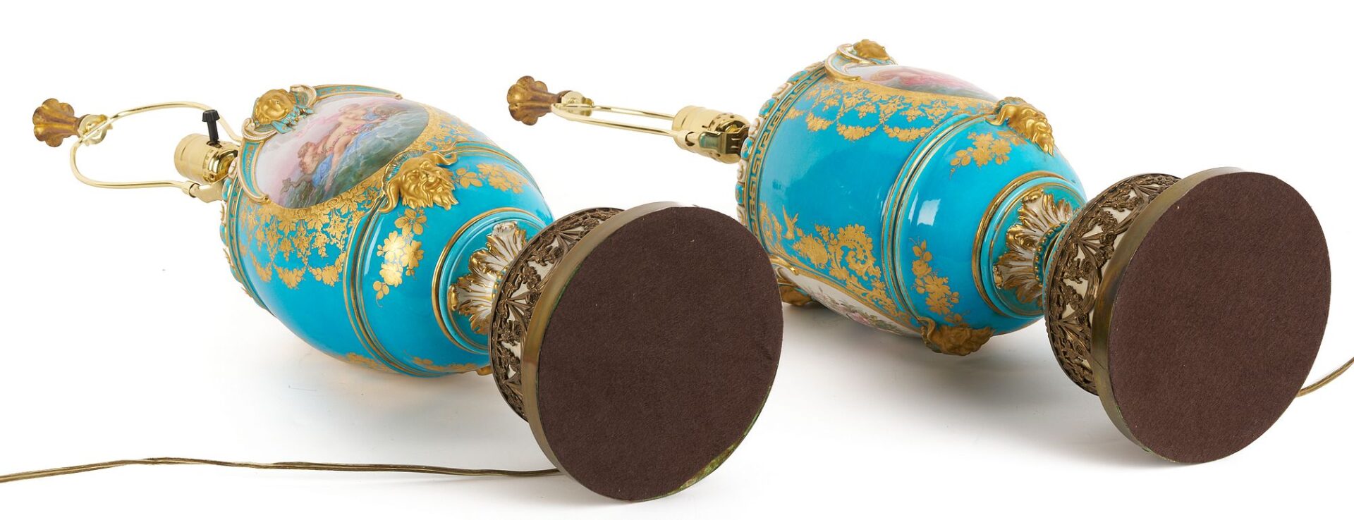 Lot 892: Pair Sevres or Sevres Style Porcelain Vase Lamps