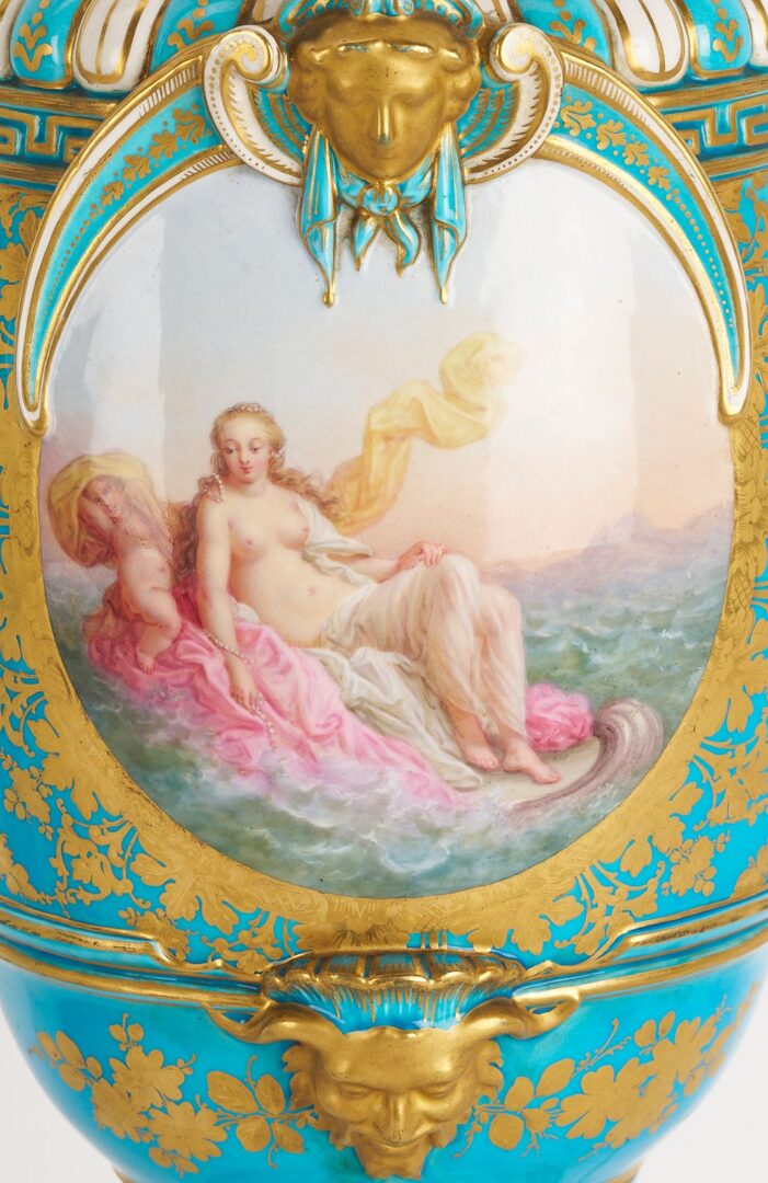 Lot 892: Pair Sevres or Sevres Style Porcelain Vase Lamps