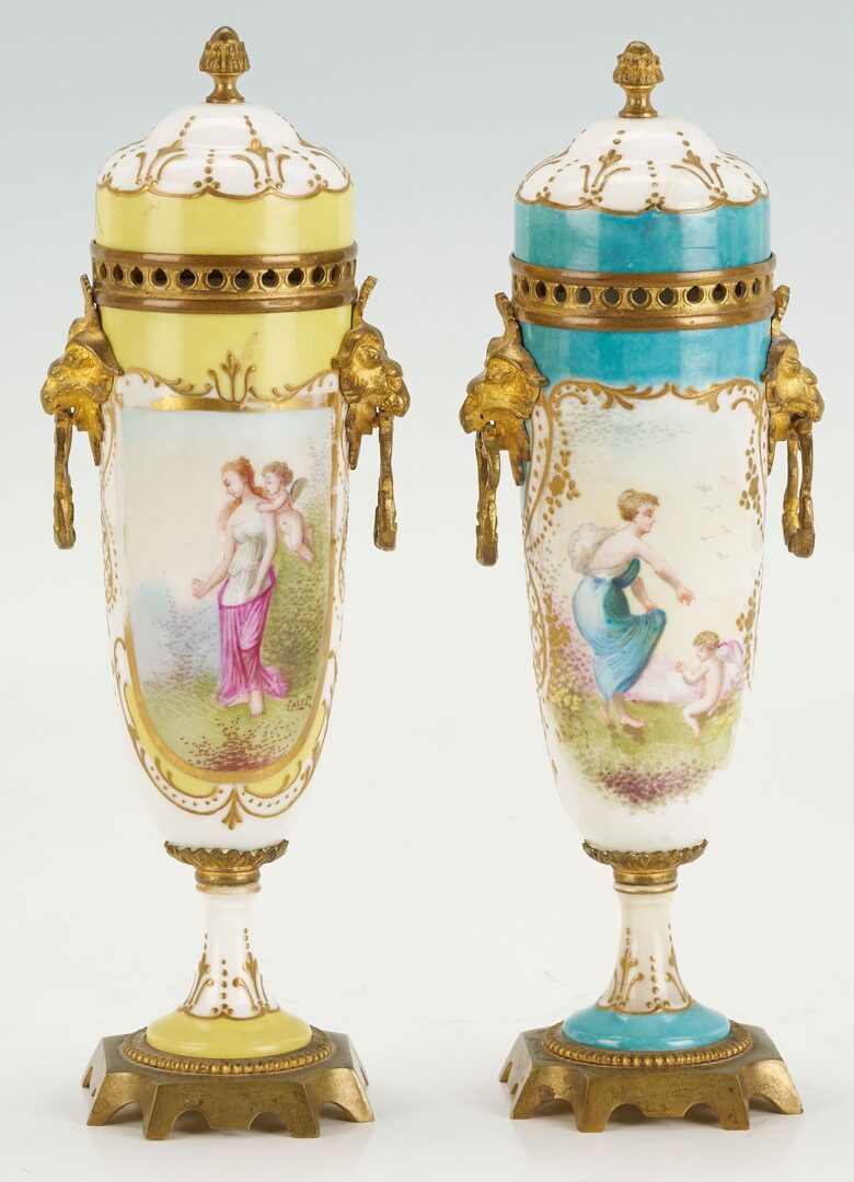 Lot 893: Three French Sevres Style Garniture Vases