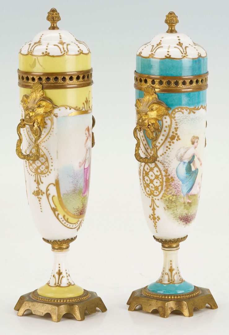Lot 893: Three French Sevres Style Garniture Vases