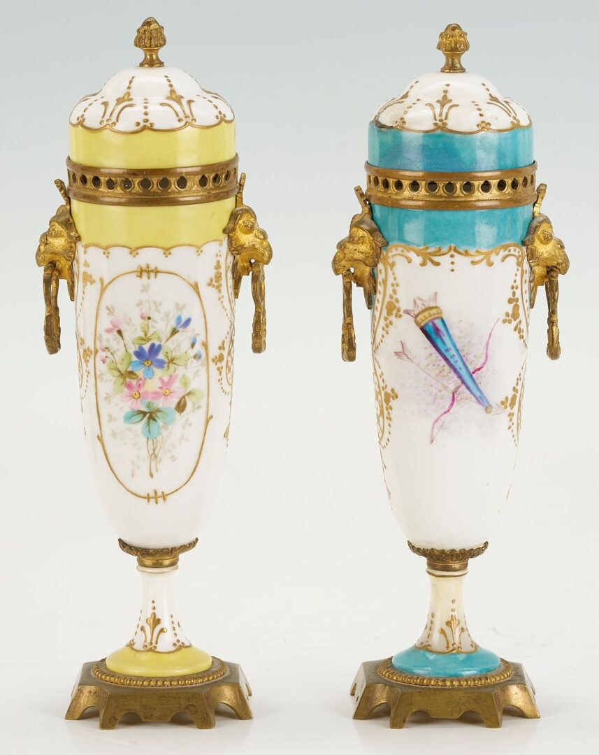 Lot 893: Three French Sevres Style Garniture Vases
