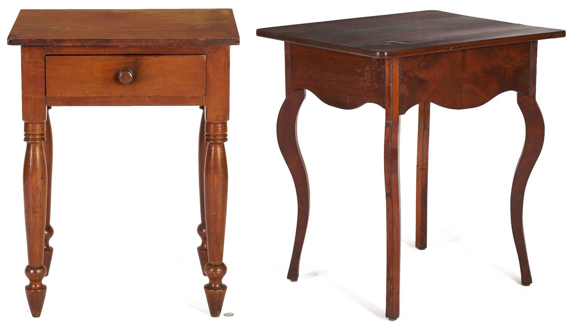 Lot 897: Tennessee Cherry One Drawer Table and Southern Cabriole Stand
