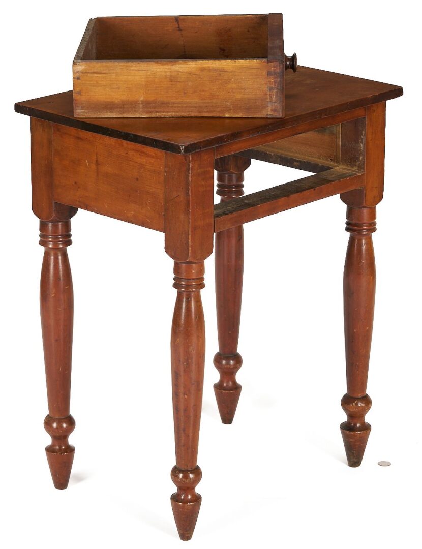 Lot 897: Tennessee Cherry One Drawer Table and Southern Cabriole Stand