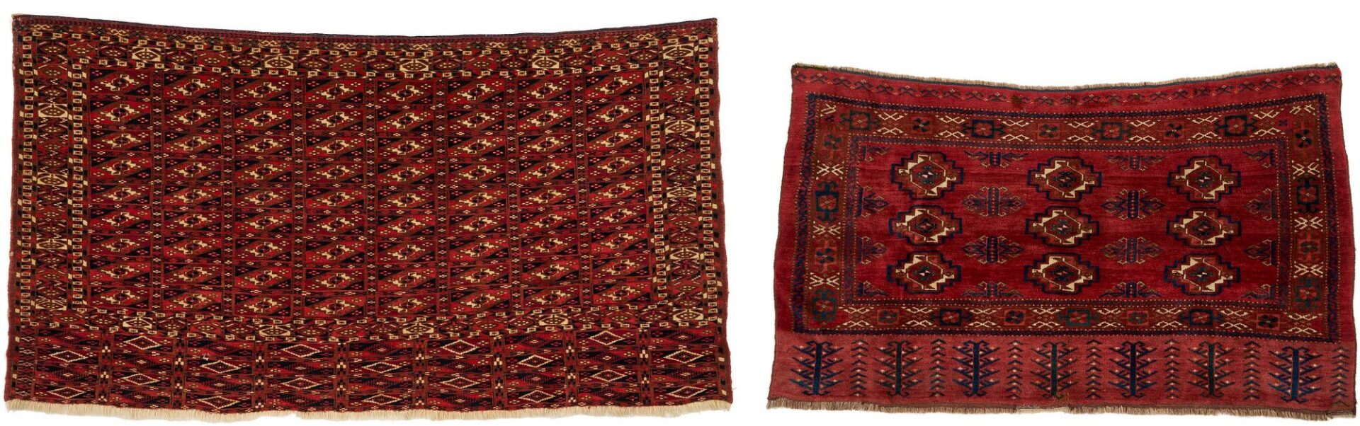 Lot 907: 2 Antique Turkmen Chuval Rugs
