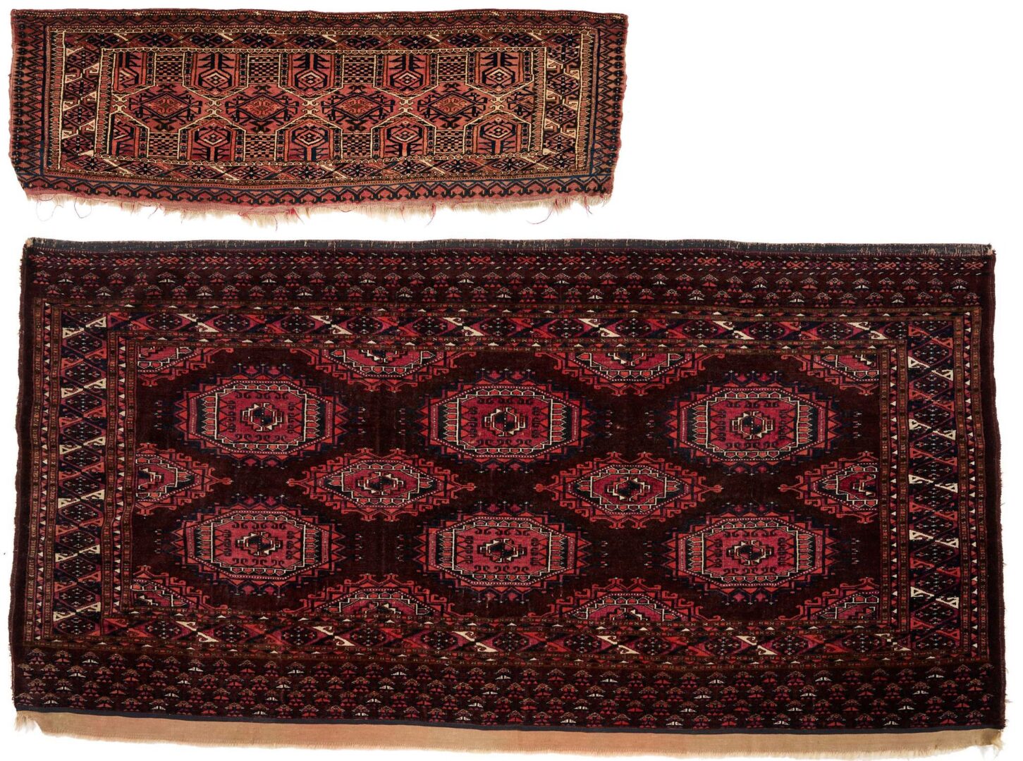 Lot 917: 2 Antique Turkmen Rugs, Saryk Kejebe & Chuval
