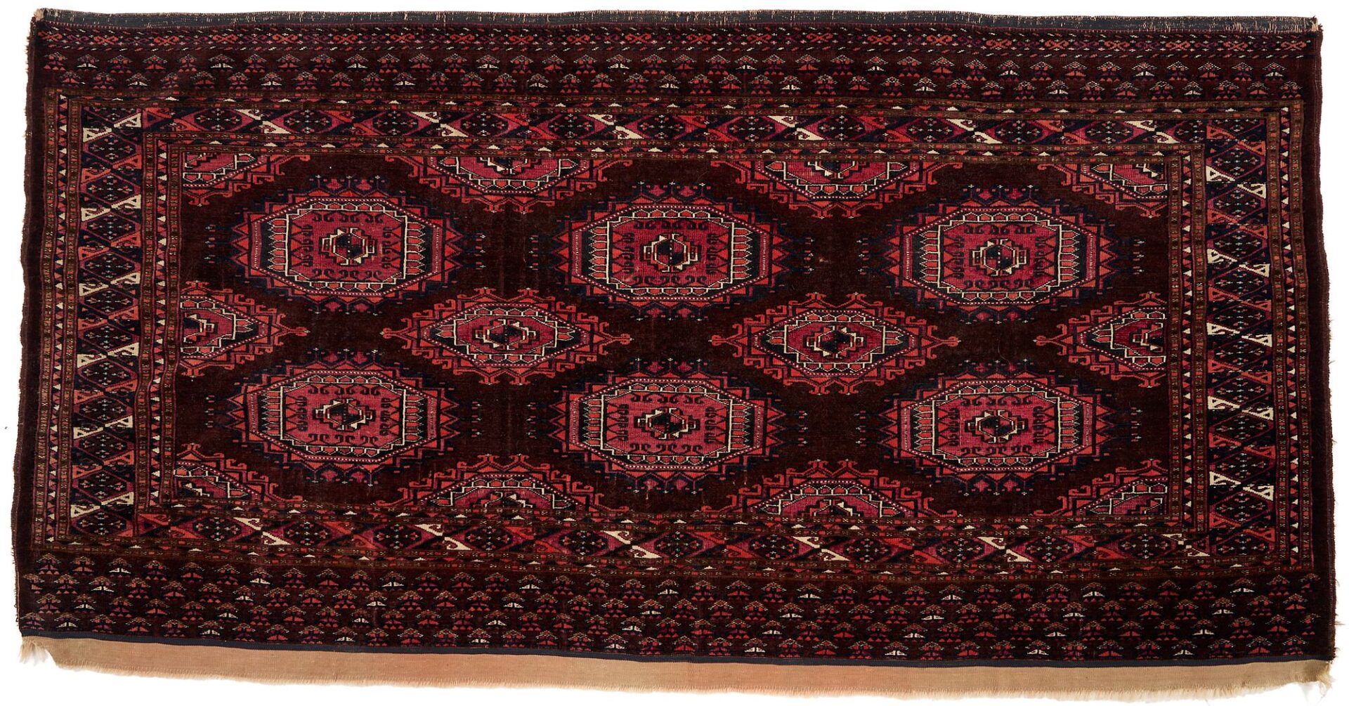 Lot 917: 2 Antique Turkmen Rugs, Saryk Kejebe & Chuval