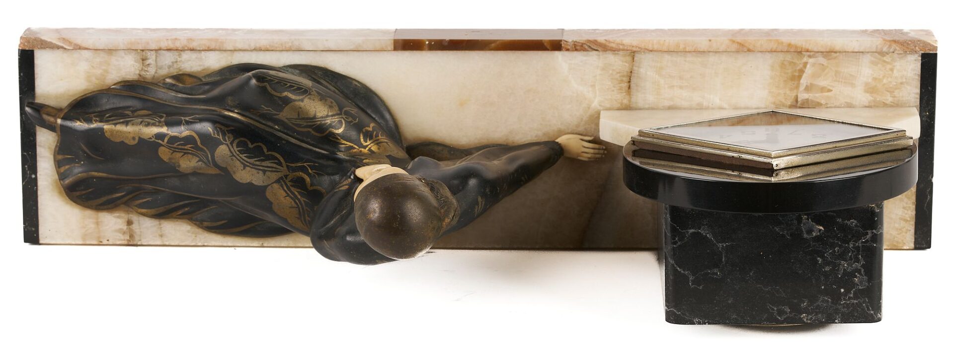 Lot 920: Large French Art Deco Figural Mantel Clock Set