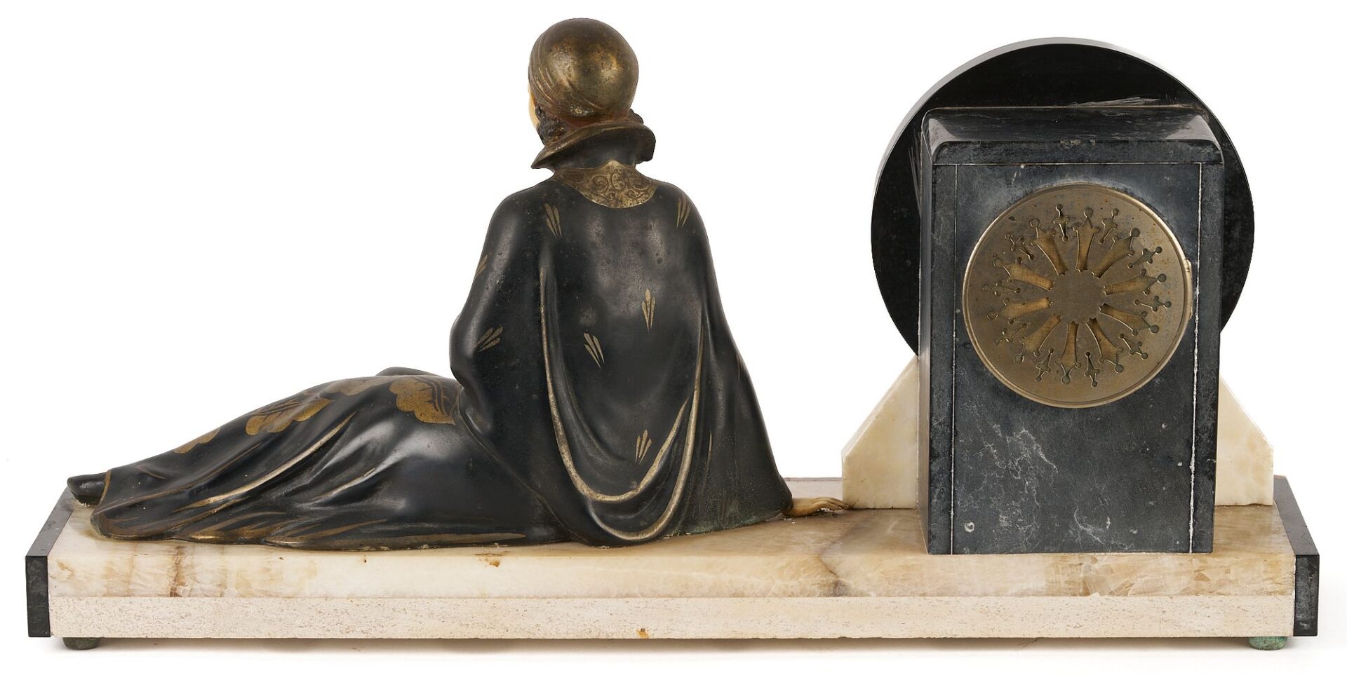 Lot 920: Large French Art Deco Figural Mantel Clock Set