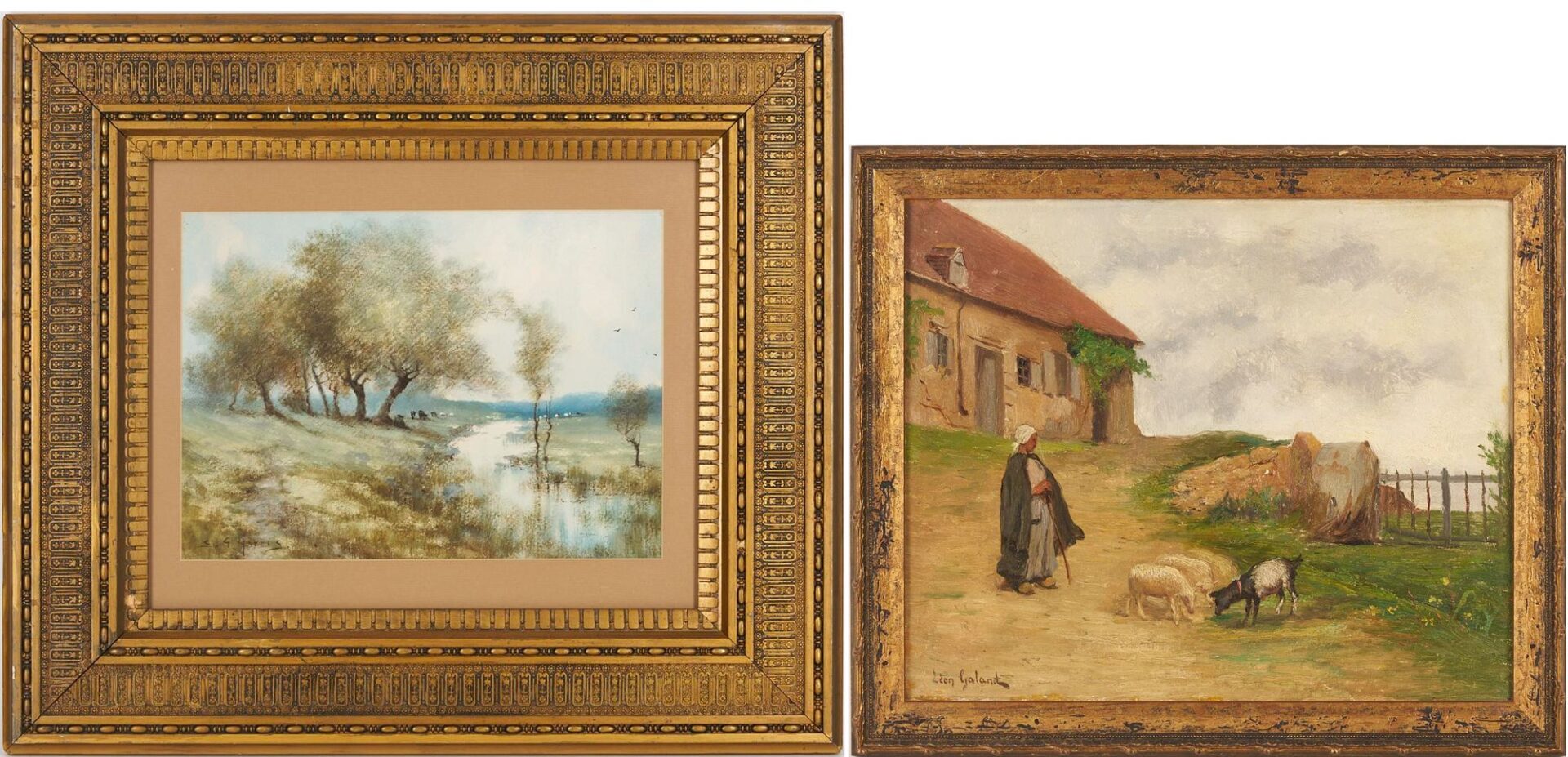 Lot 925: 2 Pastoral Landscapes, Sadie. G. Harris & Leon Laurent Galand