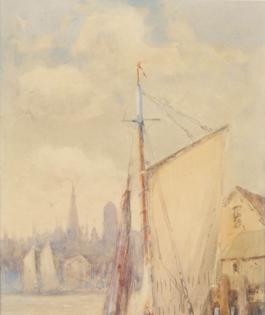 Lot 926: John Cook New England Watercolor Harbor Scene & Carl Von Hanno O/B, Harbor Scene