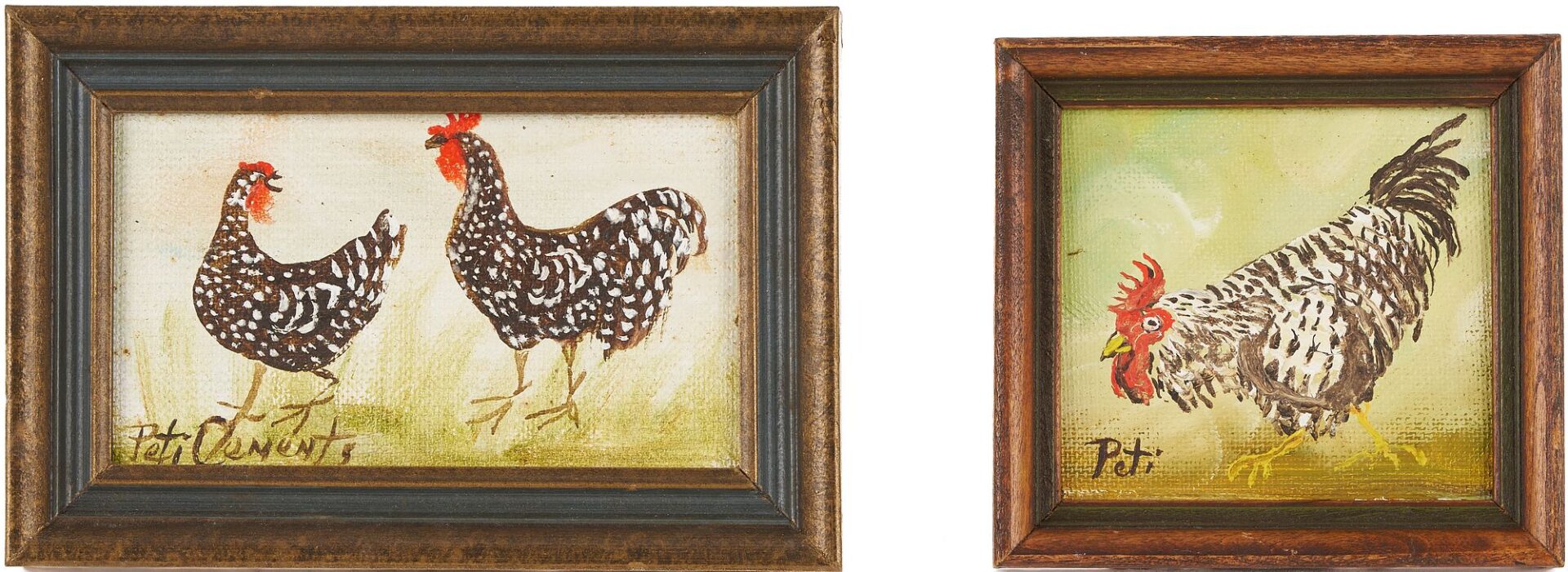 Lot 929: Pr. Peti Clements Chicken Paintings