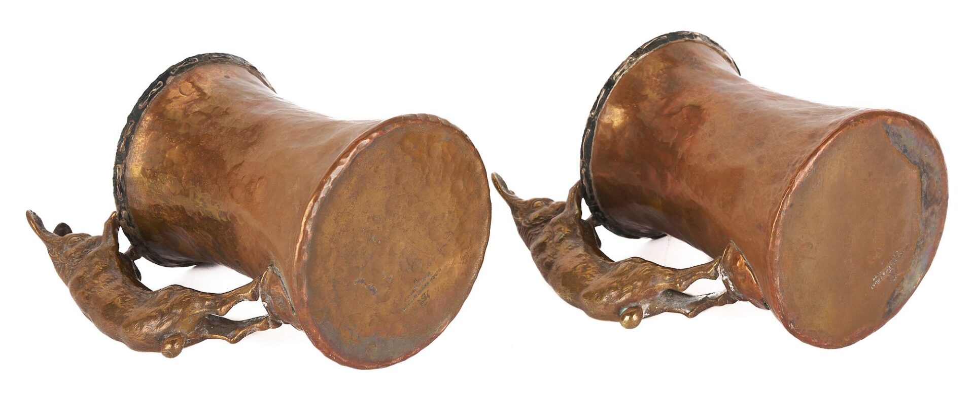 Lot 92: Attr. Joseph Heinrichs, Set of Copper Cups & Pitcher