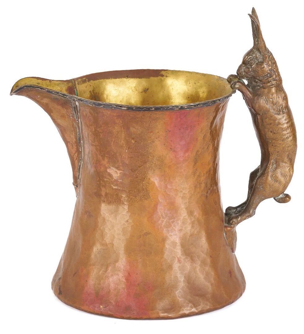 Lot 92: Attr. Joseph Heinrichs, Set of Copper Cups & Pitcher