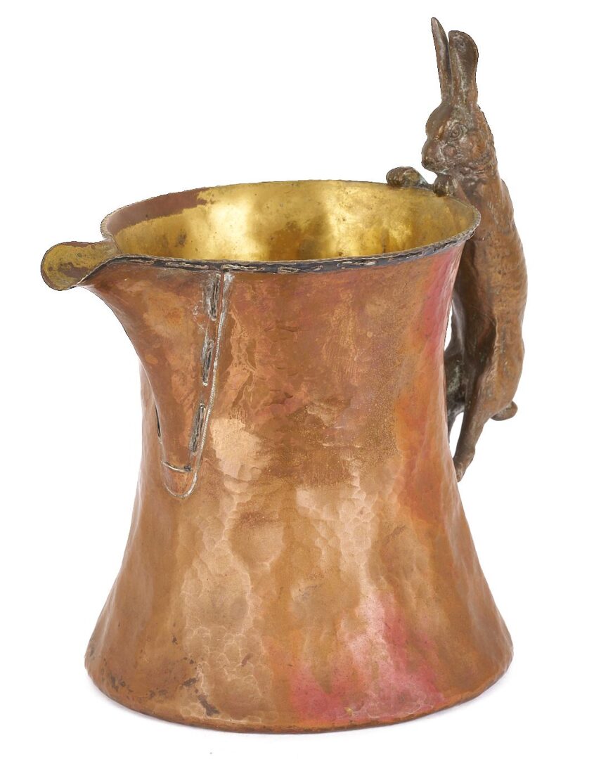 Lot 92: Attr. Joseph Heinrichs, Set of Copper Cups & Pitcher