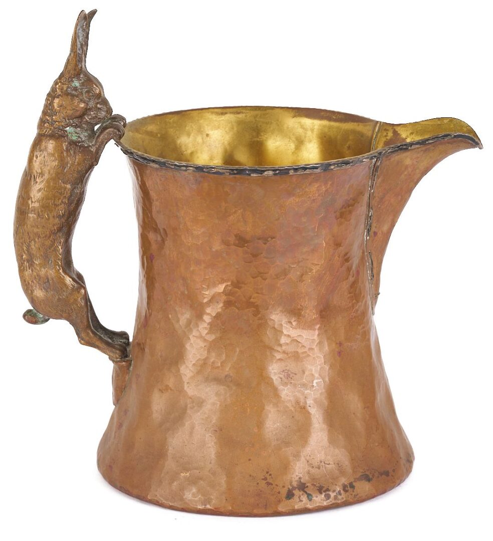 Lot 92: Attr. Joseph Heinrichs, Set of Copper Cups & Pitcher
