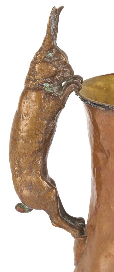 Lot 92: Attr. Joseph Heinrichs, Set of Copper Cups & Pitcher