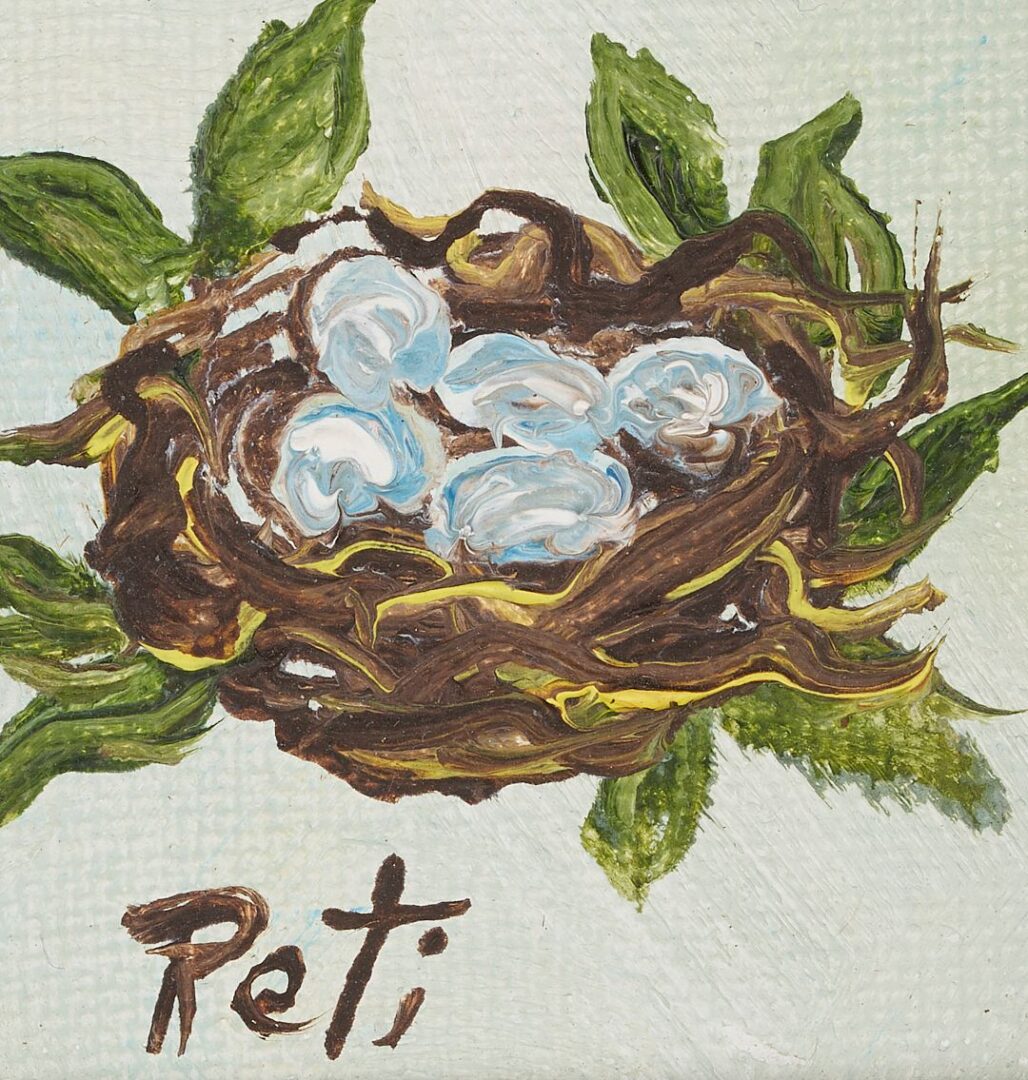 Lot 930: 2 Peti Clements Paintings, Nest & Girl in Wagon
