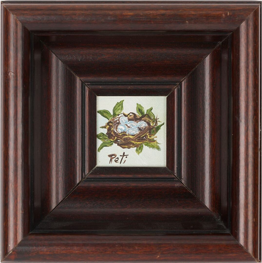 Lot 930: 2 Peti Clements Paintings, Nest & Girl in Wagon