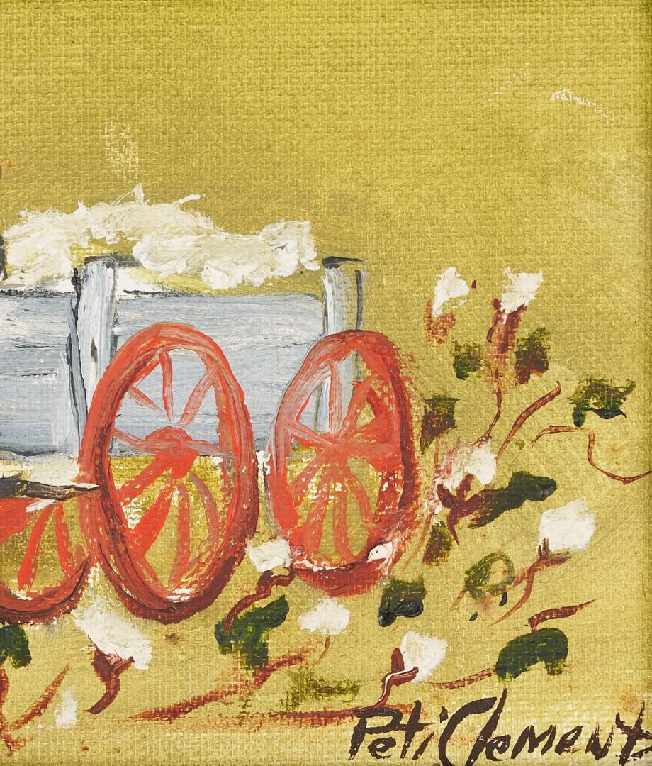 Lot 930: 2 Peti Clements Paintings, Nest & Girl in Wagon