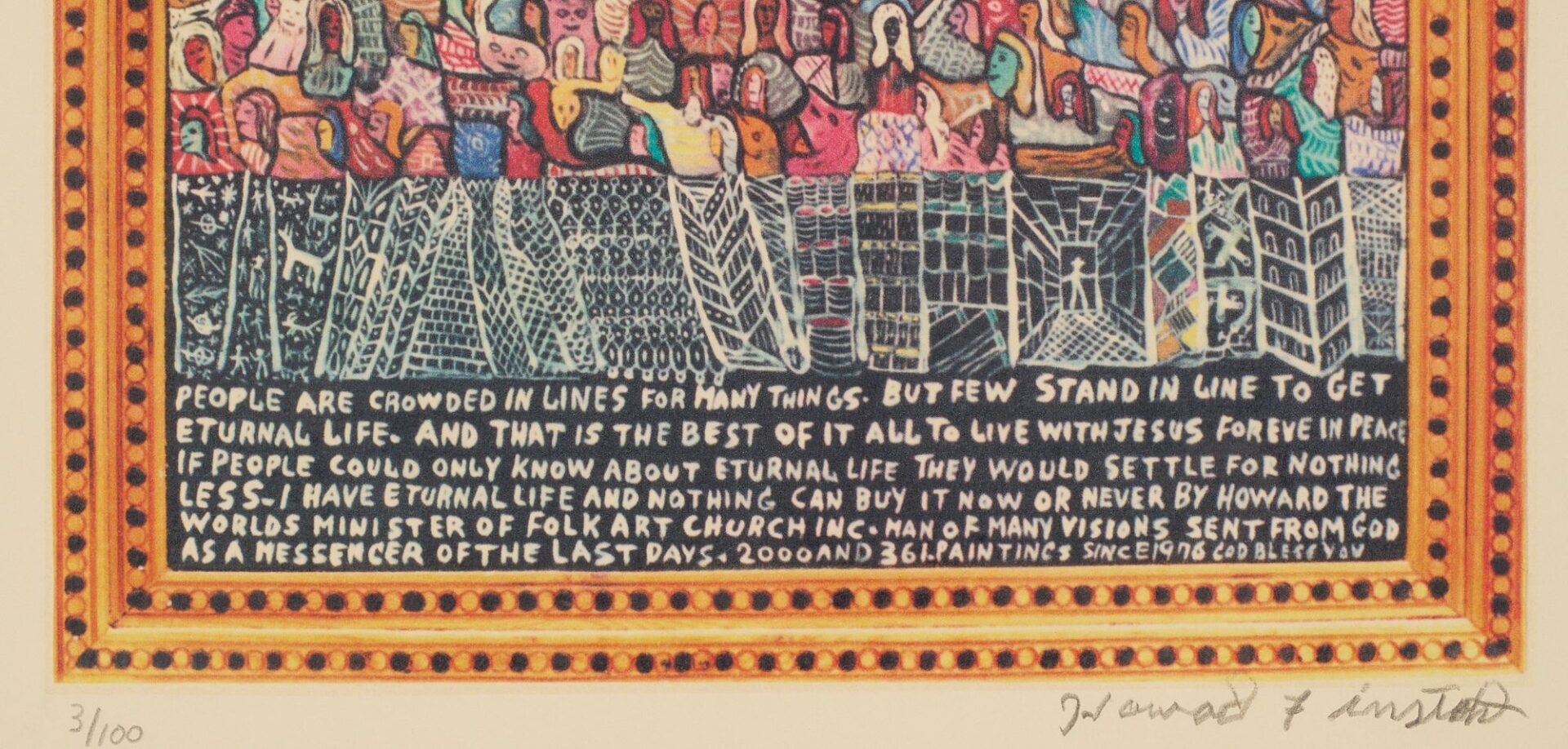 Lot 931: 2 Howard Finster Signed Serigraphs After Early Paintings