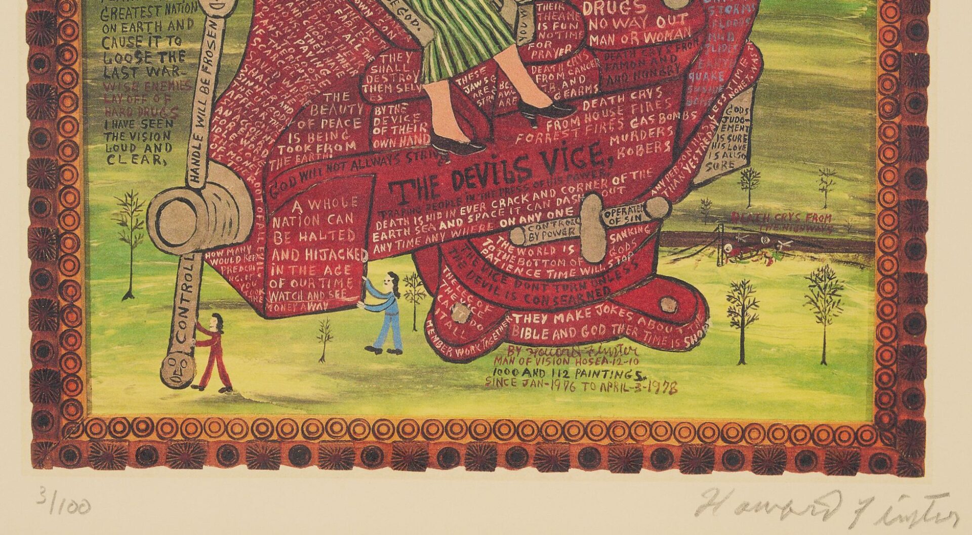 Lot 931: 2 Howard Finster Signed Serigraphs After Early Paintings