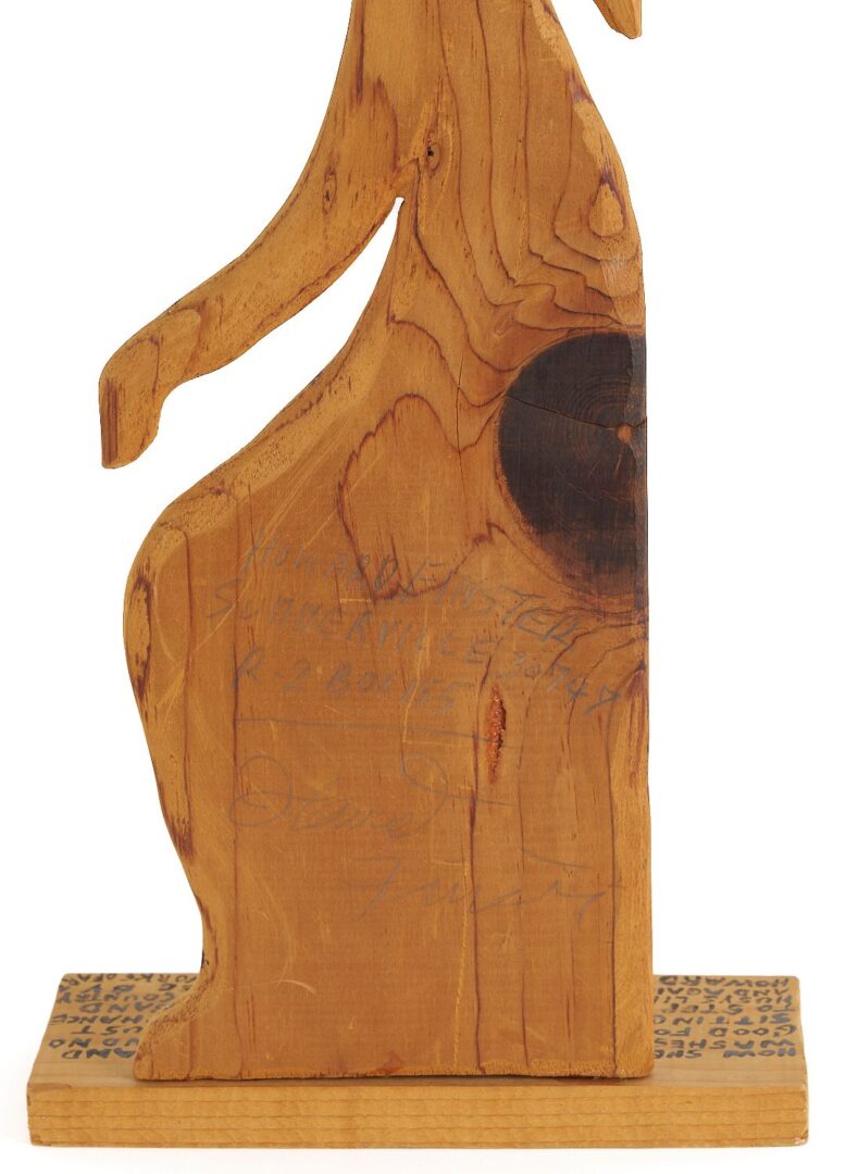 Lot 933: Howard Finster Wood Carving, The Rump Stump Sitter
