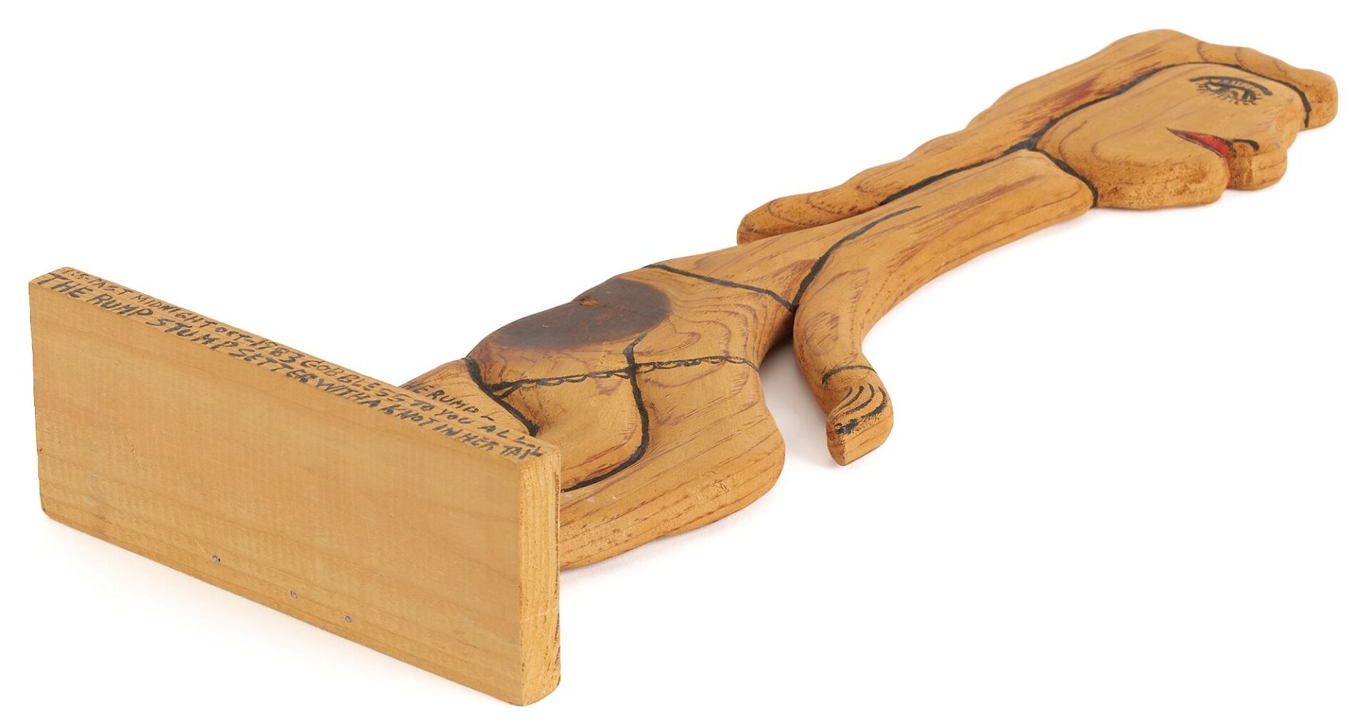 Lot 933: Howard Finster Wood Carving, The Rump Stump Sitter