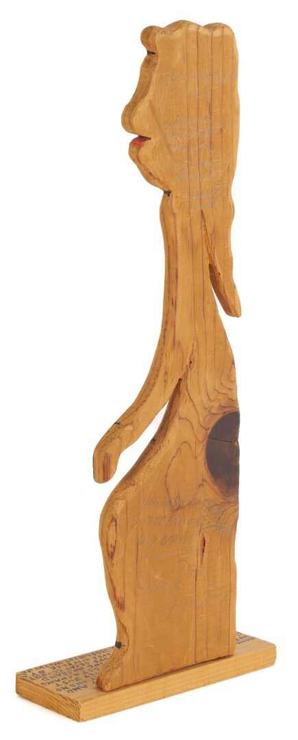 Lot 933: Howard Finster Wood Carving, The Rump Stump Sitter