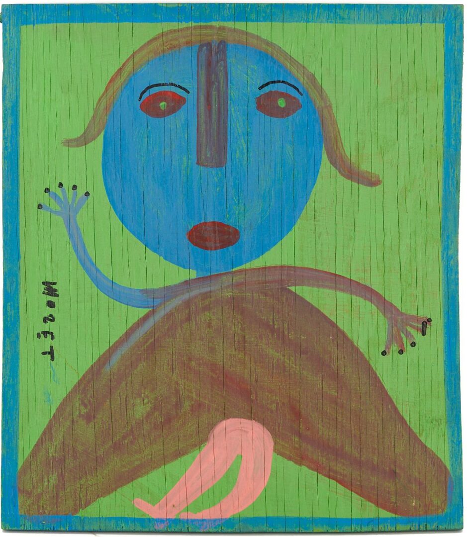 Lot 936: Mose Tolliver Outsider Art Female Figure on Green Background