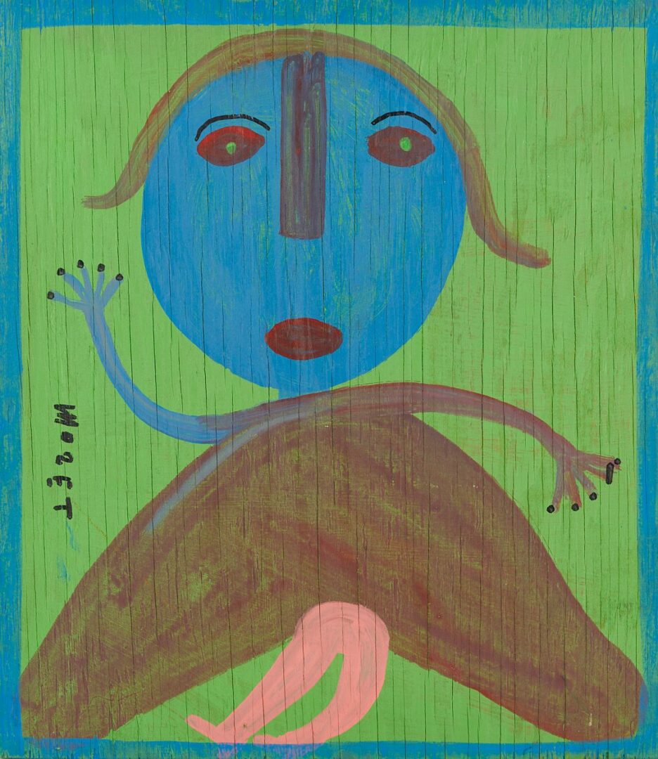Lot 936: Mose Tolliver Outsider Art Female Figure on Green Background