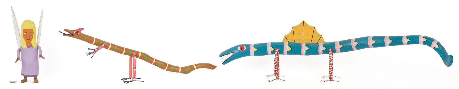 Lot 938: 3 Frank Pickle Carved & Painted Folk Art Sculptures
