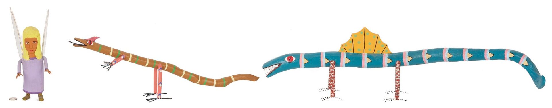 Lot 938: 3 Frank Pickle Carved & Painted Folk Art Sculptures