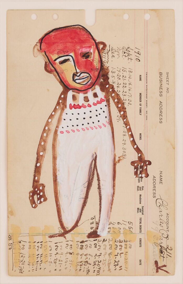 Lot 940: Pr. Karl Mullen Outsider Art Mixed Media Figural Paintings