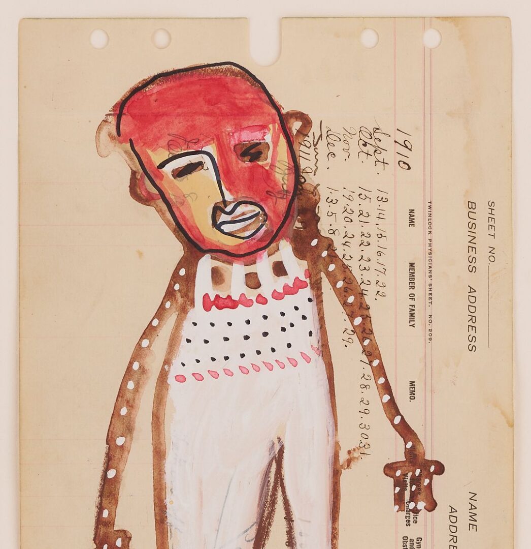 Lot 940: Pr. Karl Mullen Outsider Art Mixed Media Figural Paintings