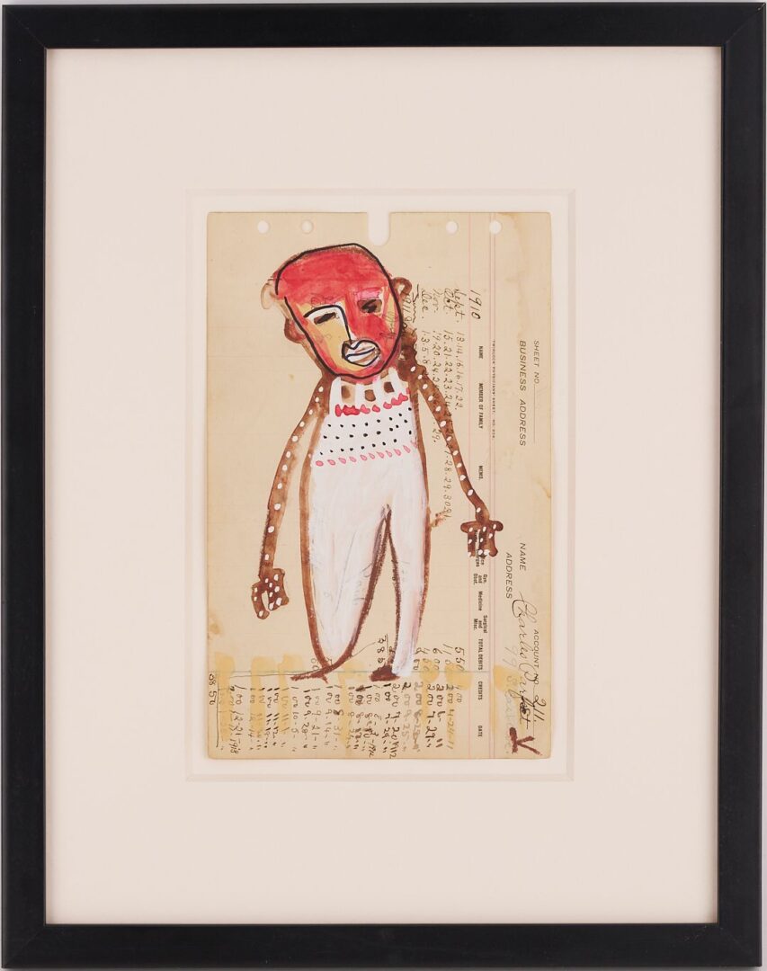 Lot 940: Pr. Karl Mullen Outsider Art Mixed Media Figural Paintings