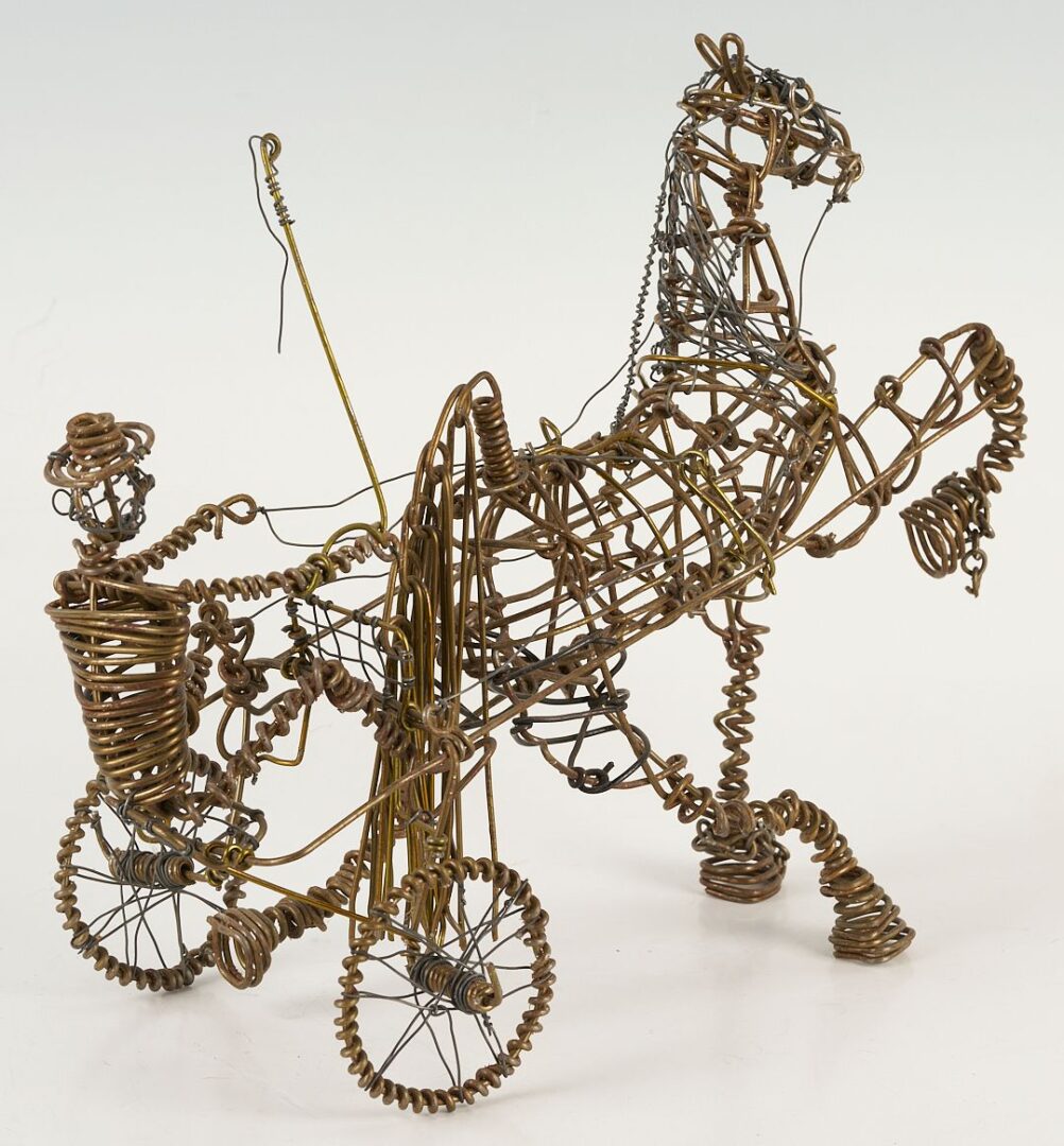 Lot 942: Vannoy Streeter Wire Sculpture, Walking Horse & Sulky