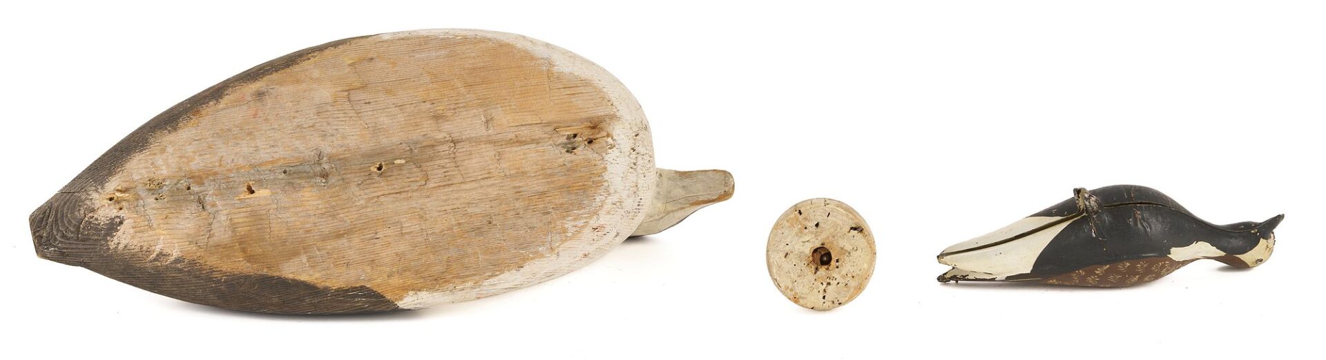 Lot 945: “Tinnie” Tinshore Plover Decoy &  Harvey Cross Eider Drake Decoy