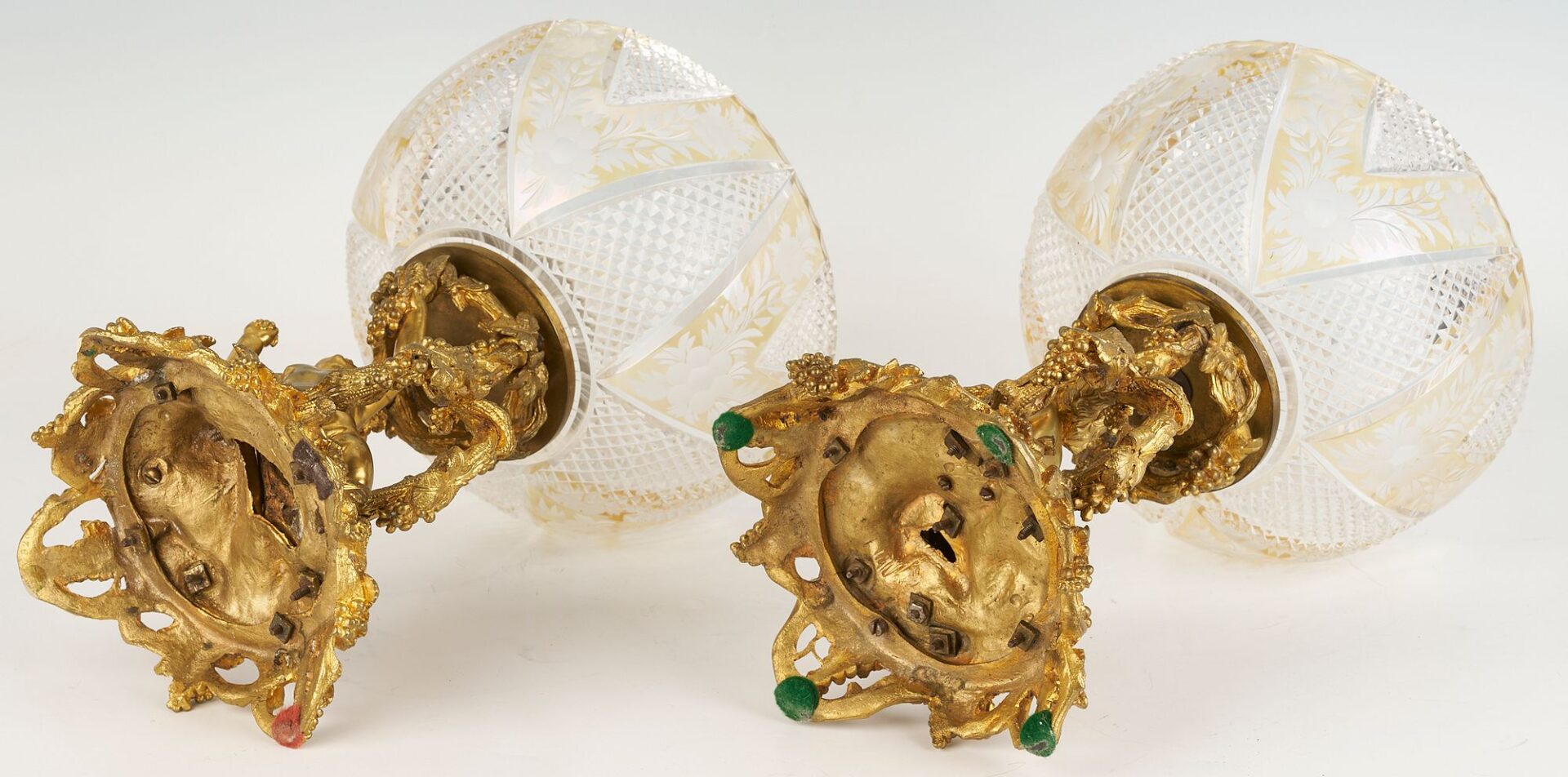 Lot 94: Pair Ormolu and Cut Glass Compotes