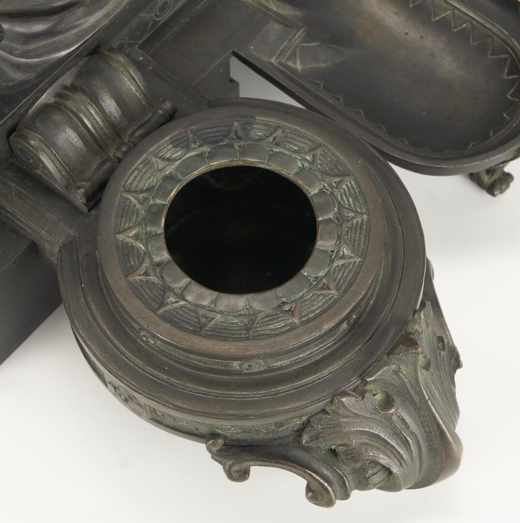Lot 95: Grand Tour Neoclassical Bronze Figural Inkstand, Likely French