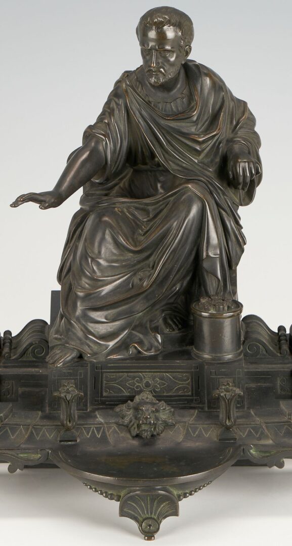 Lot 95: Grand Tour Neoclassical Bronze Figural Inkstand, Likely French